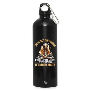 Lofi Hip Hop Musik Entspannung Musikliebhaber Lofi - Trinkflasche mit Karabiner 750 ml - Schwarz - Vorne