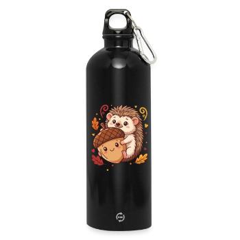 Doux hérisson avec un acorn automne - Gourde en inox avec mousqueton 750 ml - noir - Devant