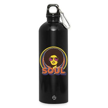 Soul Afro Retro 70s Style 70s Funk Vintage Groove - Water Bottle with carabiner 750 ml - black - Front