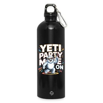 Yeti Party Mode – Funny Party Monster - Water Bottle with carabiner 750 ml - black - Front