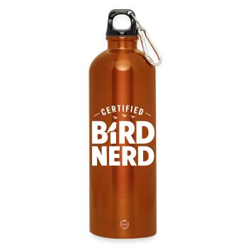 Bird Watching Birding Bird Watcher Bird Nerd - Water Bottle with carabiner 750 ml - burnt orange - Front