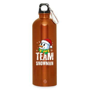 Petit bonhomme de neige mignon avec un chapeau et une écharpe de Père Noël - Gourde en inox avec mousqueton 750 ml - orange - Devant
