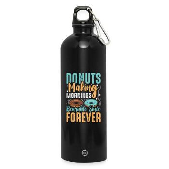 Restauration rapide en donuts - Gourde en inox avec mousqueton 750 ml - noir - Devant
