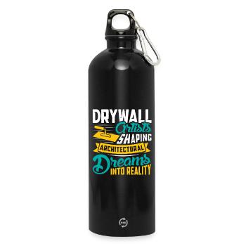 Drywall Drywall Builder Drywall Fitter - Water Bottle with carabiner 750 ml - black - Front