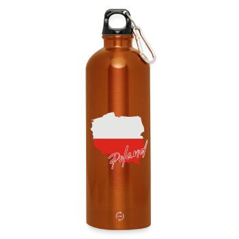 Poland flag map, I love Poland - Water Bottle with carabiner 750 ml - burnt orange - Front