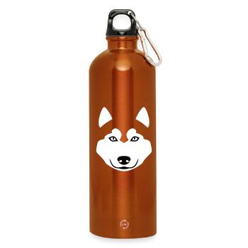 Tête de loup minimaliste – silhouette animale - Gourde en inox avec mousqueton 750 ml - orange - Devant