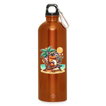 Capybara Urlaub - Trinkflasche mit Karabiner 750 ml - Orange - Vorne
