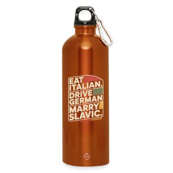 Mange un conduit italien, épouse un Slave Balkan, une voiture - Gourde en inox avec mousqueton 750 ml - orange - Devant