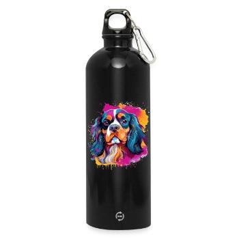 Cavalier King Charles Spaniel Dog - Trinkflasche mit Karabiner 750 ml - Schwarz - Vorne