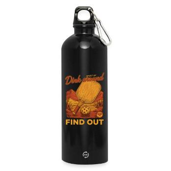 Pickleball-Spieler spielt herum, findet Liebe heraus - Trinkflasche mit Karabiner 750 ml - Schwarz - Vorne