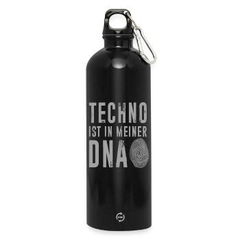 Techno DNA Fingerprint Motiv - Trinkflasche mit Karabiner 750 ml - Schwarz - Vorne
