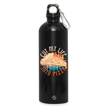Coupe ma vie à la pizza - Gourde en inox avec mousqueton 750 ml - noir - Devant