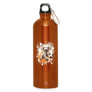 Pudel Hund Fussball Team - Trinkflasche mit Karabiner 750 ml - Orange - Vorne