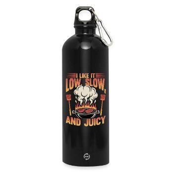 BBQ Grilling Meat Smoking Barbecue - Water Bottle with carabiner 750 ml - black - Front