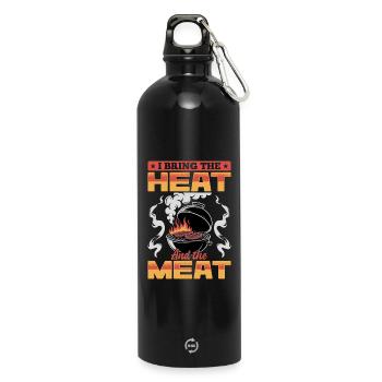 BBQ Grilling Meat Smoking Barbecue - Water Bottle with carabiner 750 ml - black - Front