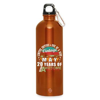 Vintage May 20 Year Old Wow - Water Bottle with carabiner 750 ml - burnt orange - Front