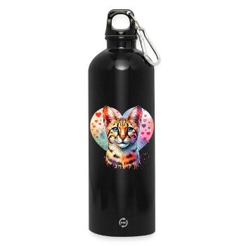Savannah Katze - Trinkflasche mit Karabiner 750 ml - Schwarz - Vorne