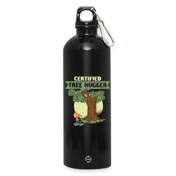 Ökologe Ökologie Certified Tree Hugger - Trinkflasche mit Karabiner 750 ml - Schwarz - Vorne
