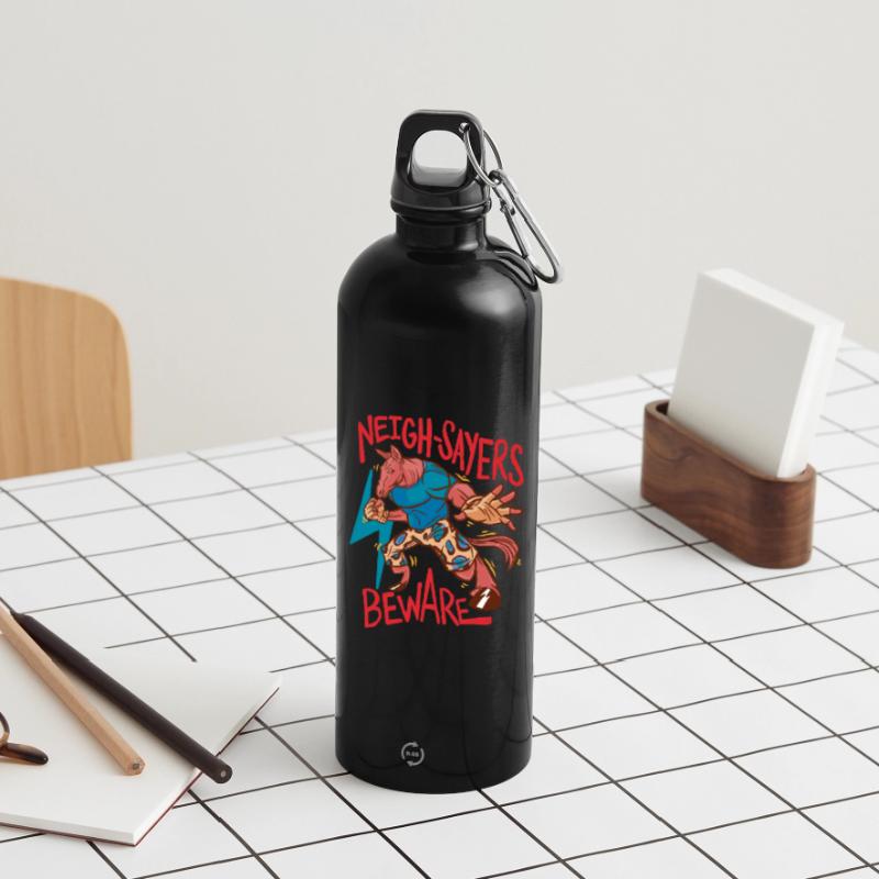 Cavalier, cavalier, cheval, sphémistes méfiants, méfiez-vous Gourde en inox avec mousqueton 750 ml
