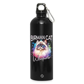 Birma Katze Flüsterer - Trinkflasche mit Karabiner 750 ml - Schwarz - Vorne