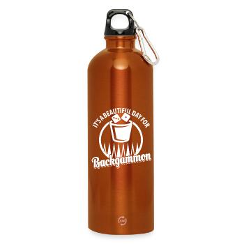 C’est une belle journée pour le backgammon | Jeu de société - Gourde en inox avec mousqueton 750 ml - orange - Devant