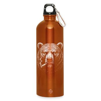 Bear with Cigarette Sketch - Water Bottle with carabiner 750 ml - burnt orange - Front