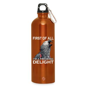 Graupapagei Vogel Humor Frecher Papagei Sarkasmus - Trinkflasche mit Karabiner 750 ml - Orange - Vorne