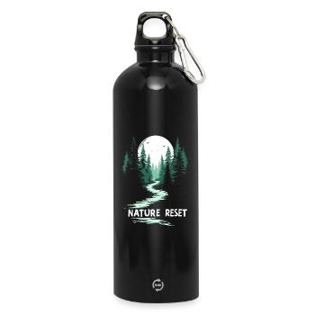 Wander Slowly Langsames Wandern Wald - Trinkflasche mit Karabiner 750 ml - Schwarz - Vorne