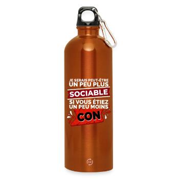 Citation Drôle Sociable Introverti Humour - Gourde en inox avec mousqueton 750 ml - orange - Devant