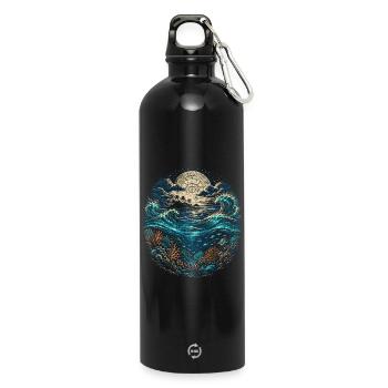 Belize Belizische Wurzel - Trinkflasche mit Karabiner 750 ml - Schwarz - Vorne