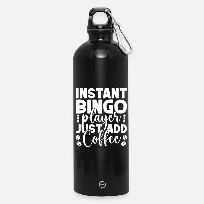 Bingo Player Instant Player Just Add Coffee Bingo - Trinkflasche mit Karabiner 750 ml - Schwarz