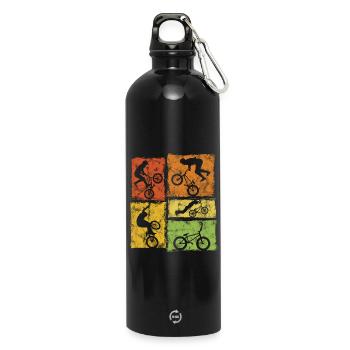 BMX Biker Graphic - Cascades de style rétro - Gourde en inox avec mousqueton 750 ml - noir - Devant