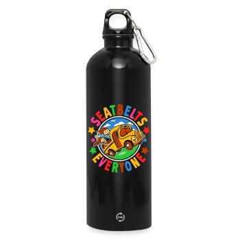 Colorful Retro Kids Stroller - Water Bottle with carabiner 750 ml - black - Front