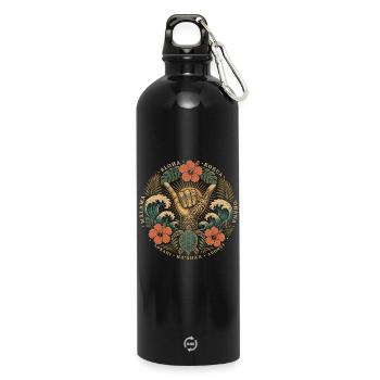 Aloha Shaka Werte - Trinkflasche mit Karabiner 750 ml - Schwarz - Vorne