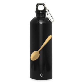 ein goldener Löffel - Trinkflasche mit Karabiner 750 ml - Schwarz - Vorne