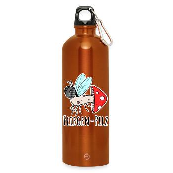 Amanite tue-mouches - moitié mouche, moitié champignon - Gourde en inox avec mousqueton 750 ml - orange - Devant