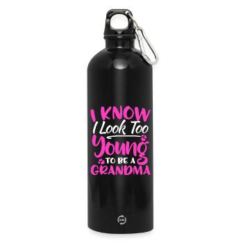 Je sais que j'ai l'air trop jeune pour être une chemise de grand-mère - Gourde en inox avec mousqueton 750 ml - noir - Devant