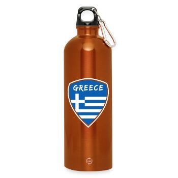 Griechenland Wappen / Geschenk Athen Piräus - Trinkflasche mit Karabiner 750 ml - Orange - Vorne