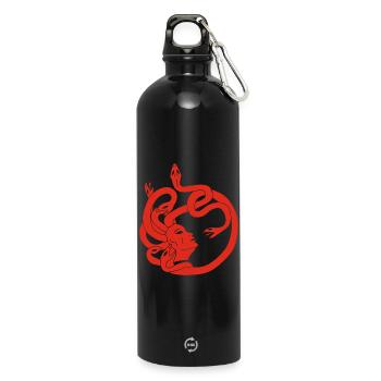 Woman with snake hair (red) - Water Bottle with carabiner 750 ml - black - Front