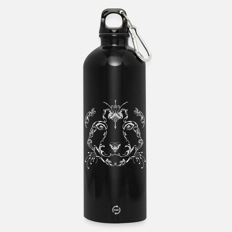 Snow leopard cheetah psychedelic ornament pattern - Water Bottle with carabiner 750 ml - black