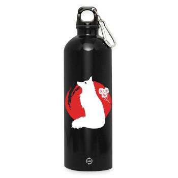 Fuchs Silhouette Japanisch - Trinkflasche mit Karabiner 750 ml - Schwarz - Vorne