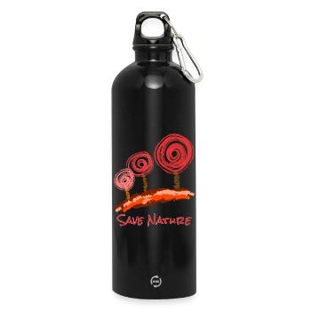 arbres abstraits avec police - Gourde en inox avec mousqueton 750 ml - noir - Devant