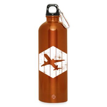 Airplanes Sketch - Water Bottle with carabiner 750 ml - burnt orange - Front
