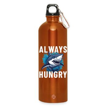 Always hungry shark - Water Bottle with carabiner 750 ml - burnt orange - Front