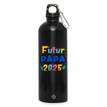 Future Dad 2025 Rainbow - Trinkflasche mit Karabiner 750 ml - Schwarz - Vorne