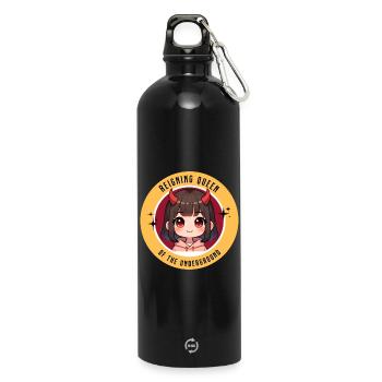 Cute Anime Little Devil Kawaii Queen Anime Style - Water Bottle with carabiner 750 ml - black - Front