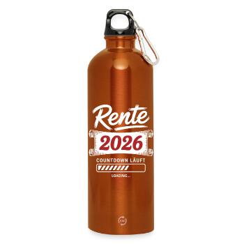 Rente 2026 Countdown Läuft - Trinkflasche mit Karabiner 750 ml - Orange - Vorne