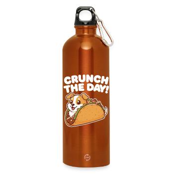 Crunch Den Tag: Taco-Hund-Design - Trinkflasche mit Karabiner 750 ml - Orange - Vorne