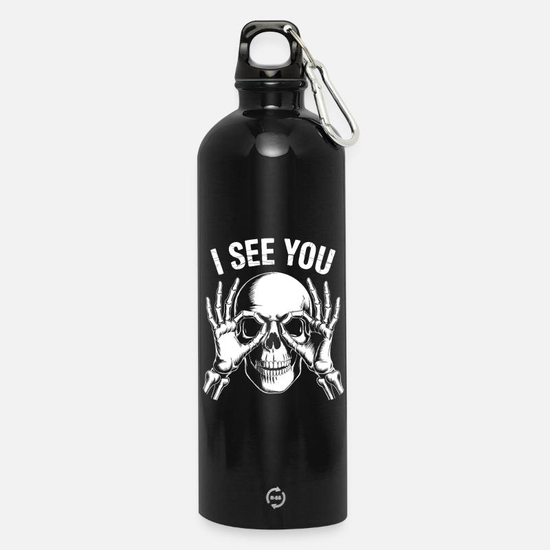 I See You Skeleton View - Water Bottle with carabiner 750 ml - black