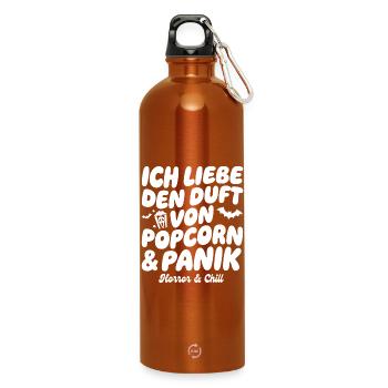 Popcorn und Panik: Horror Chill - Trinkflasche mit Karabiner 750 ml - Orange - Vorne